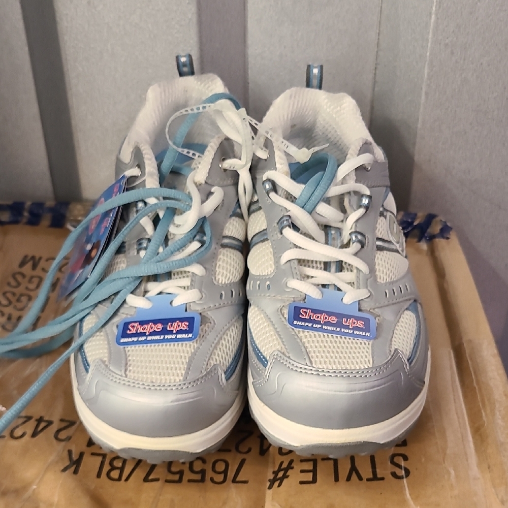 Skechers Gray and Blue Sneakers for Everyday Comfort Size 9 Slbl 11824 Shape Ups